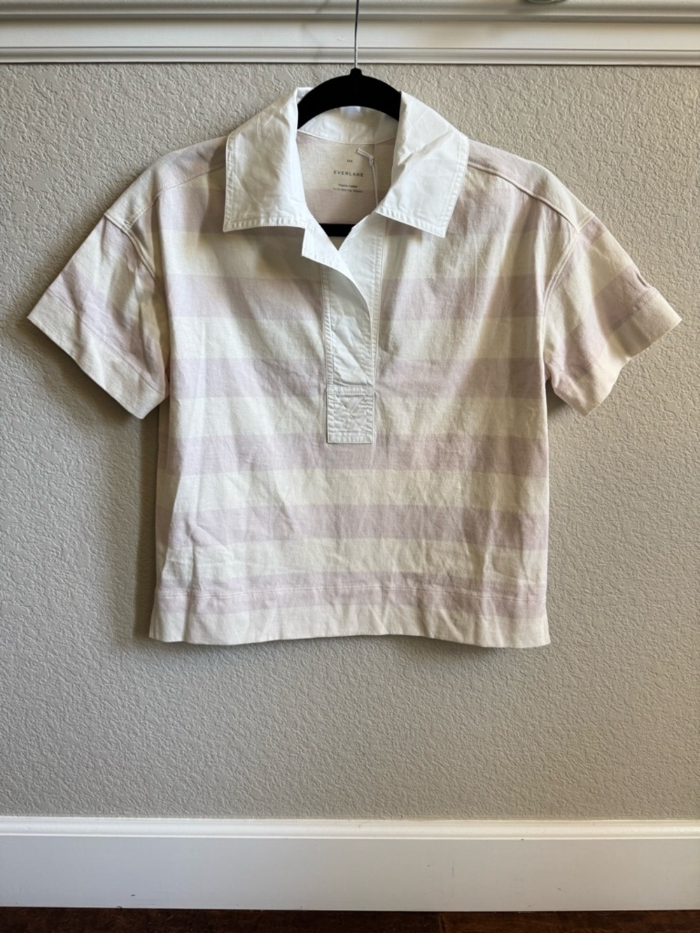 NWT Everlane The Retro Jersey Polo (Rugby) Pale Orchid/Canvas - Picture 5 of 7